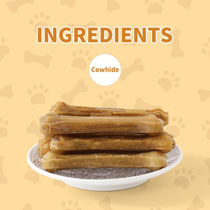 Iipets Cowhide Dog Chewing Bone - All Natural Cowhide, Long-Lasting Teeth Cleaning, No Additives, Low Temperature Baking, No Throat Clogging, Safe to Chew, Suitable for Puppies during Their Teething Period, and Energetic Adult Dogs.